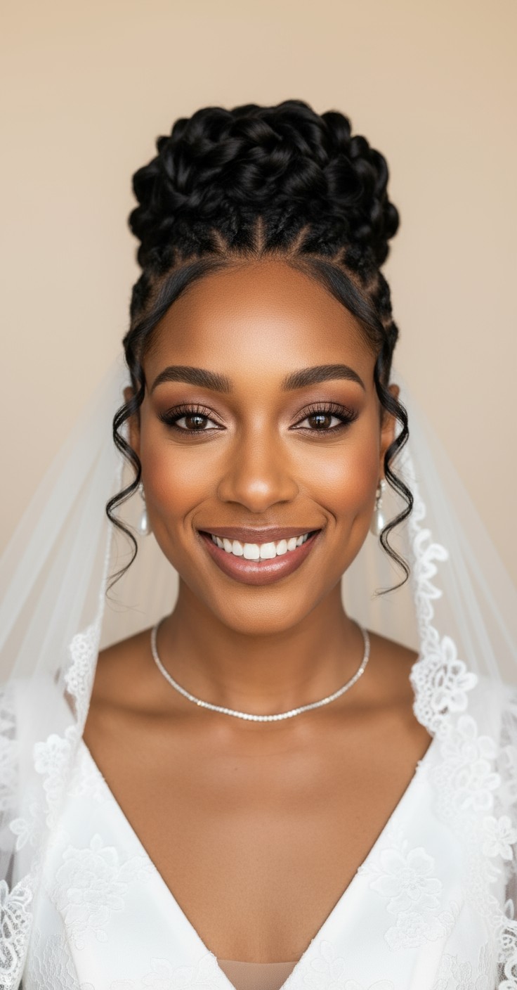 After Romantic Bridal Updo With Veil